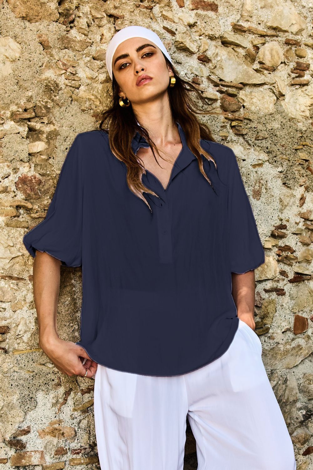 Mela Purdie - Mela Purdie Resort Shirt Mache | Navy - Shirt - Silvermaple Boutique 