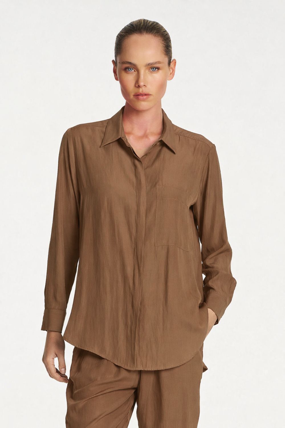 Mela Purdie - Mela Purdie Single Pocket Shirt | Chestnut - Shirt - Silvermaple Boutique 