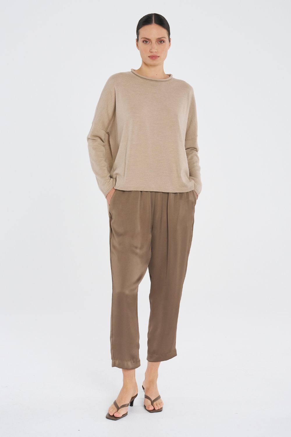 Mela Purdie - Mela Purdie Soft Capri | Sepia - Pants - Silvermaple Boutique 