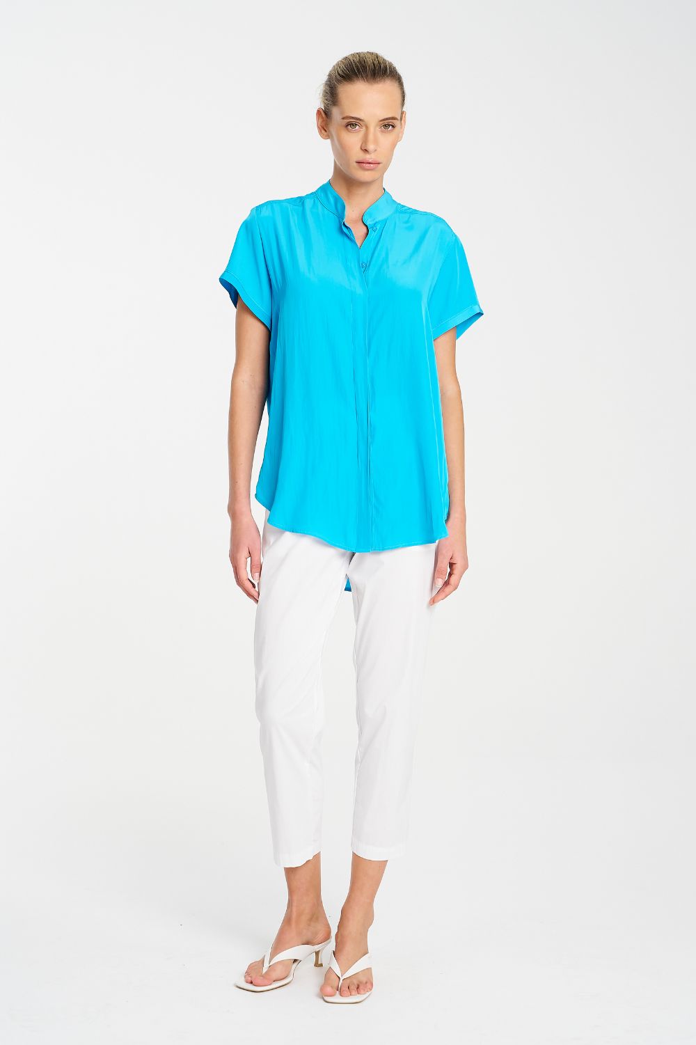 Mela Purdie - Mela Purdie Soft Stand Shirt | Cerulean - Shirt - Silvermaple Boutique 