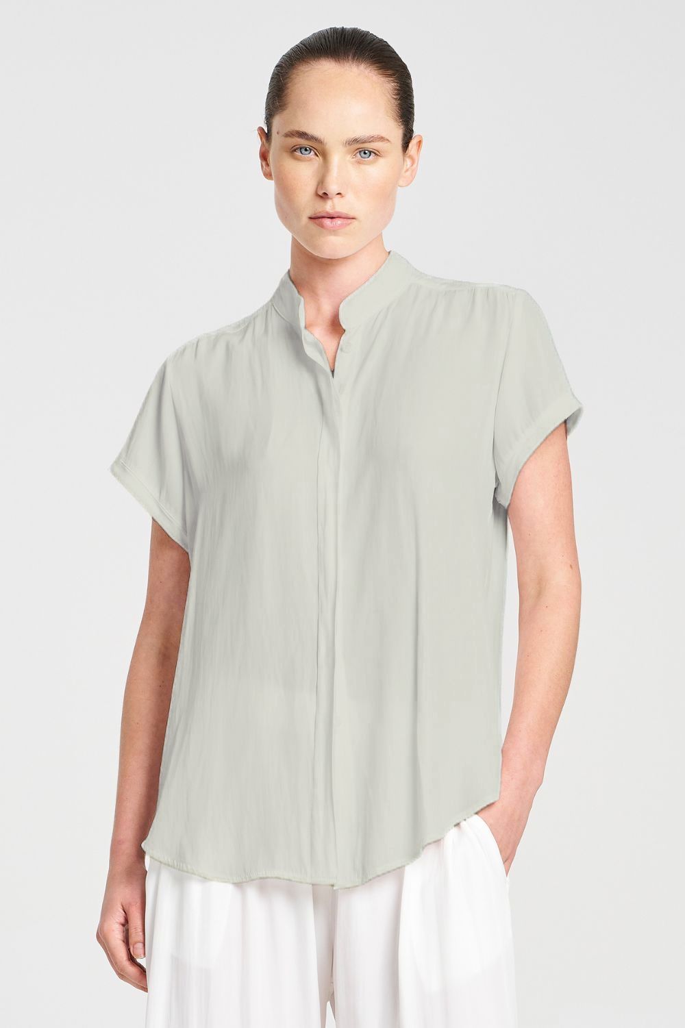 Mela Purdie - Mela Purdie Soft Stand Shirt | Oyster - Shirt - Silvermaple Boutique 