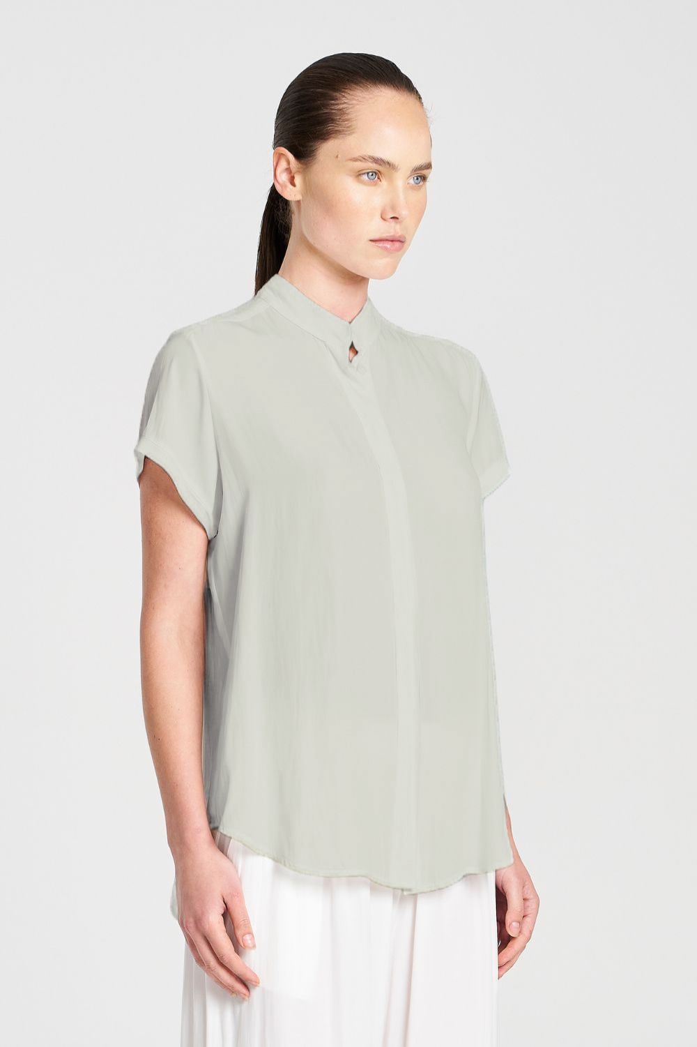 Mela Purdie - Mela Purdie Soft Stand Shirt | Oyster - Shirt - Silvermaple Boutique 