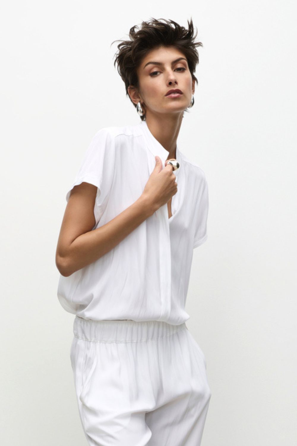 Mela Purdie - Soft Stand Shirt | White - Shirt - Silvermaple Boutique 