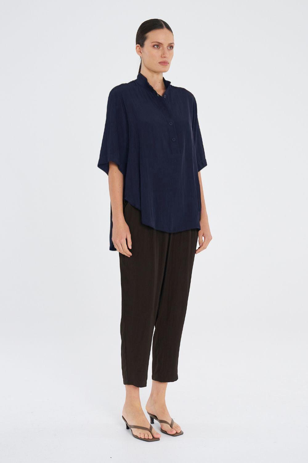 Mela Purdie - Mela Purdie Swish Tab Plaza | Navy - Top - Silvermaple Boutique 