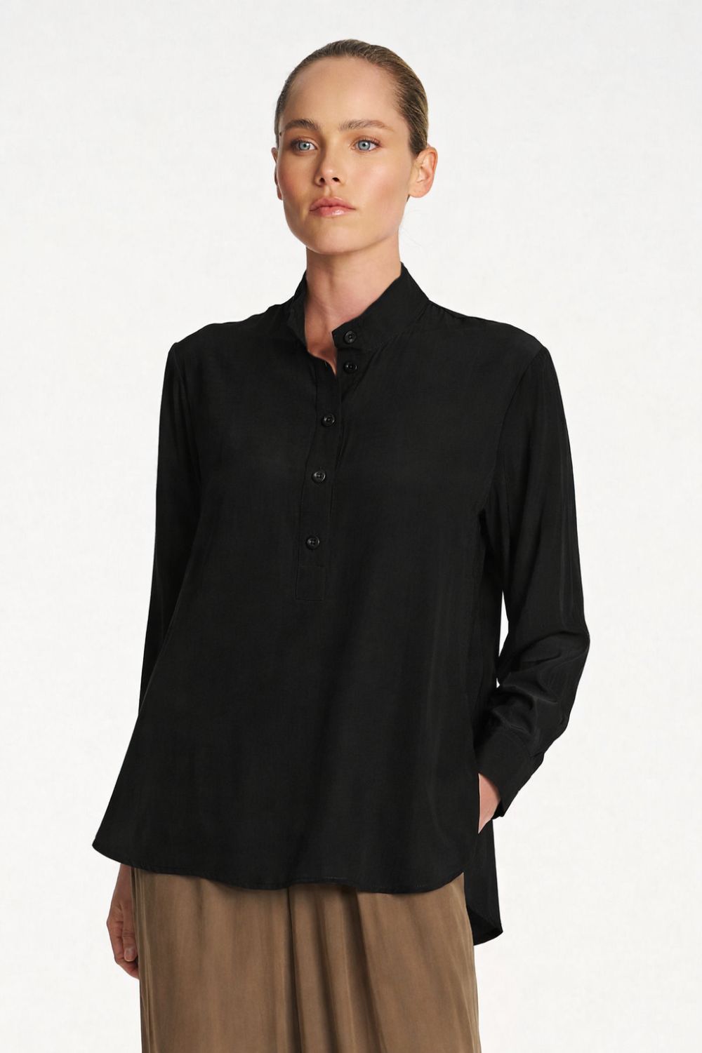Mela Purdie - Mela Purdie Swish Tab Shirt | Black - Shirt - Silvermaple Boutique 