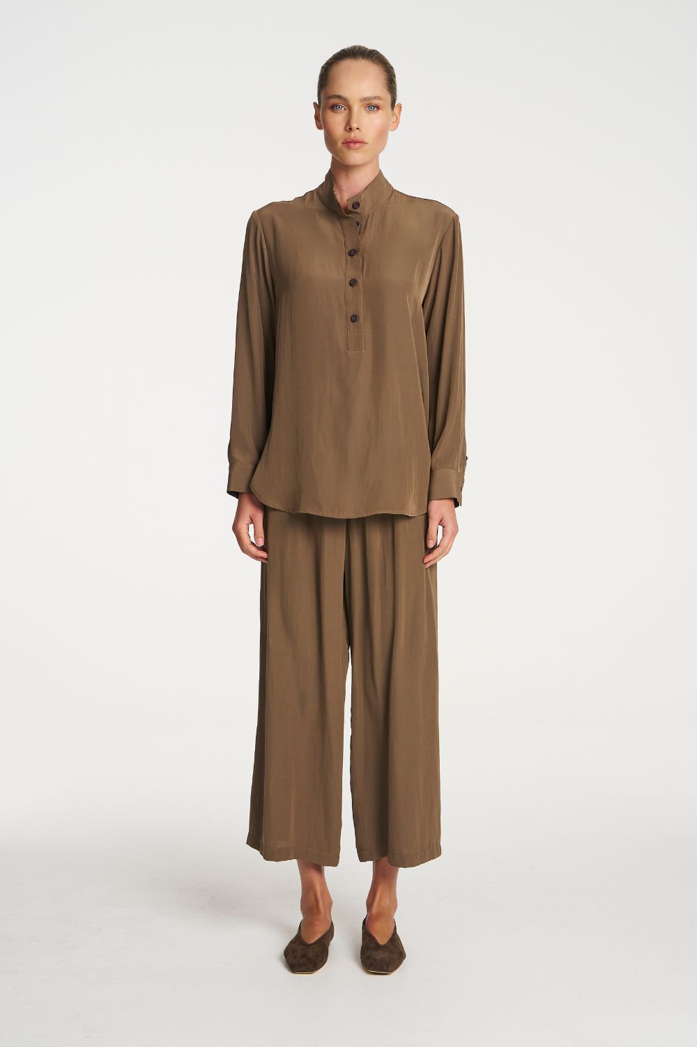 Mela Purdie - Mela Purdie Swish Tab Shirt | Chestnut - Shirt - Silvermaple Boutique 