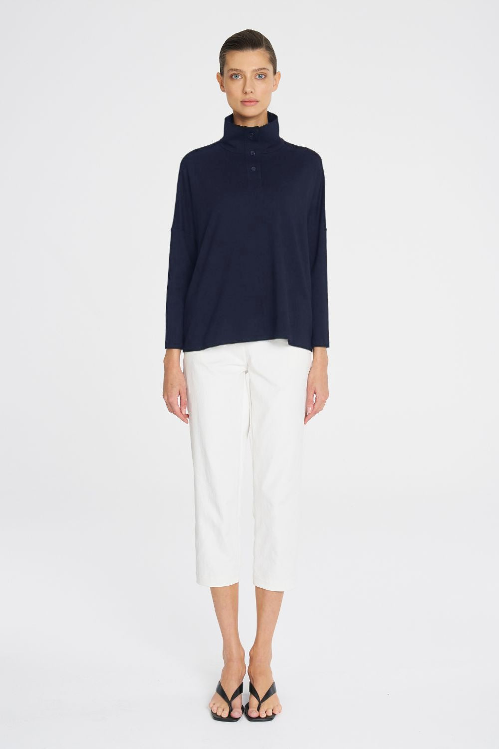 Mela Purdie - Mela Purdie Tab Sweater | French Navy - Sweater - Silvermaple Boutique 