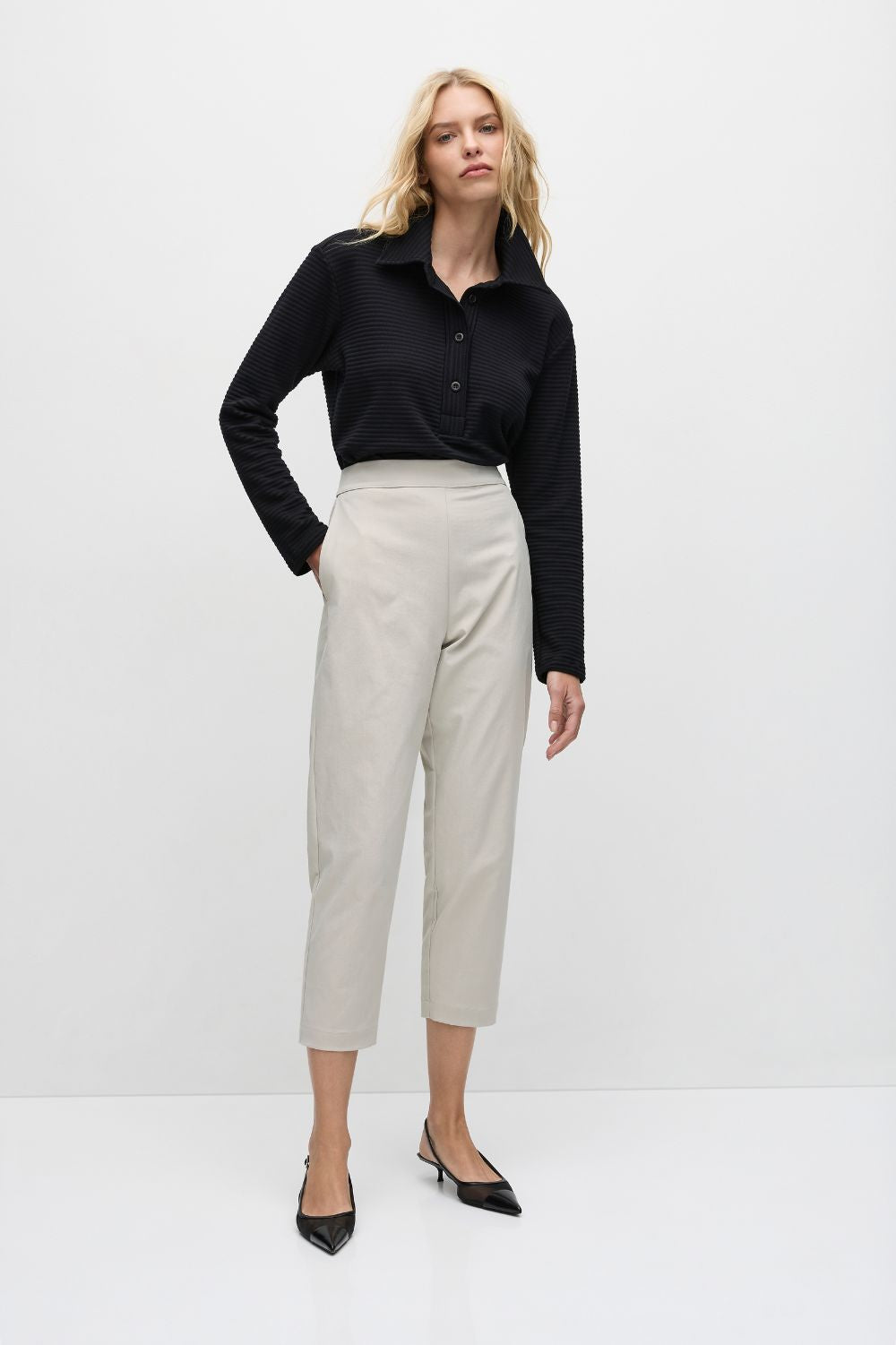 Mela Purdie - Tapered Flat Pant | Stone - Pants - Silvermaple Boutique 