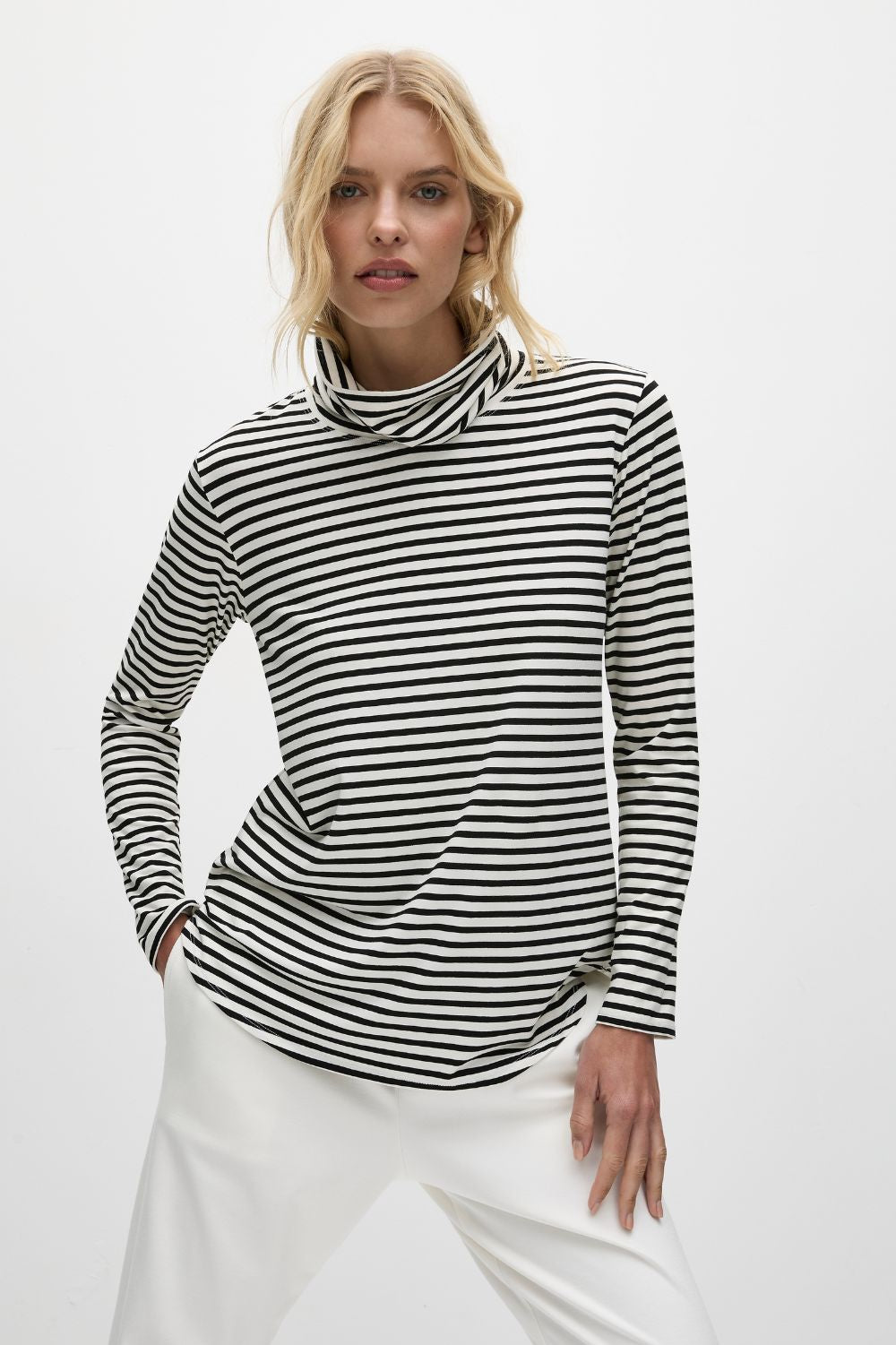 Mela Purdie - Pre Order Turtle Neck Top | Straw Stripe - Top - Silvermaple Boutique 