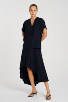 Mela Purdie - Mela Purdie Wedge Tab Shell | Navy - Top - Silvermaple Boutique 