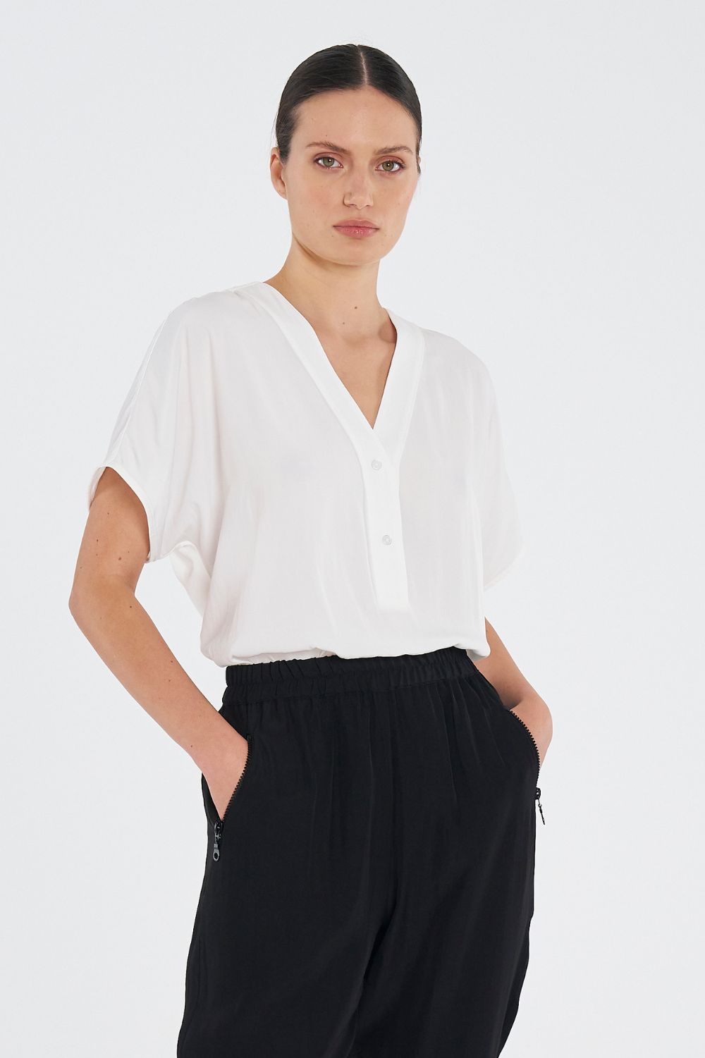 Mela Purdie - Mela Purdie Wedge Tab Shell | White - Top - Silvermaple Boutique 