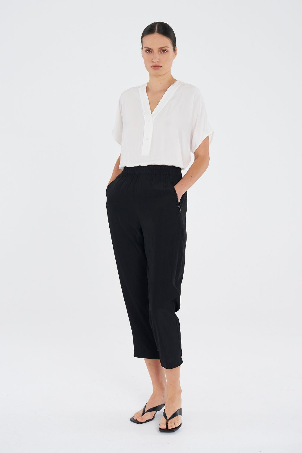 Mela Purdie - Mela Purdie Wedge Tab Shell | White - Top - Silvermaple Boutique 