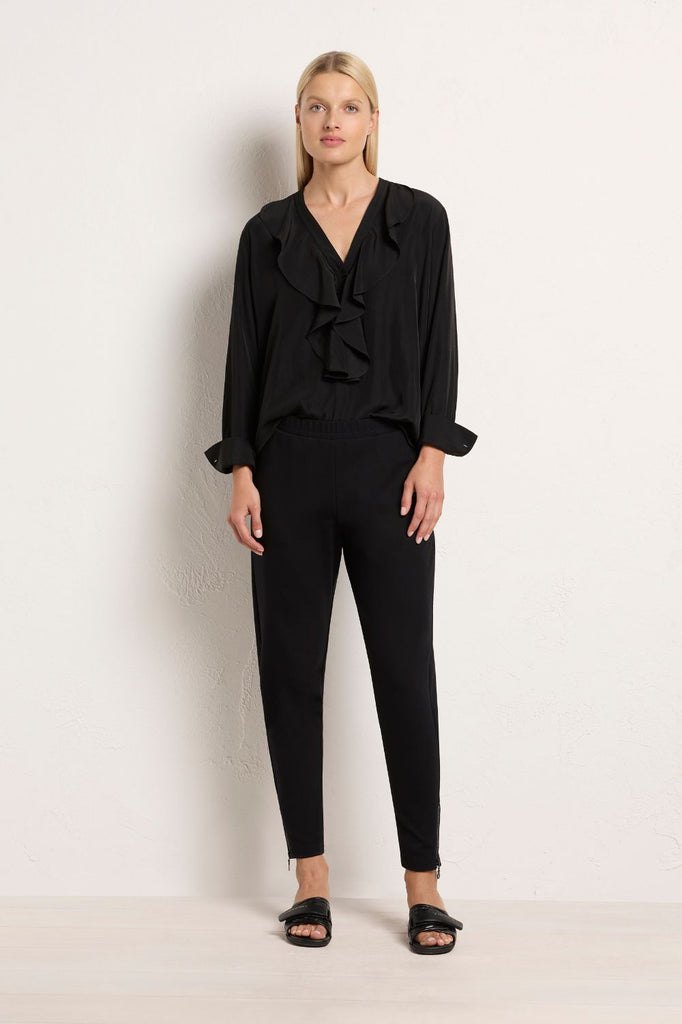 Mela Purdie Zip Stiletto Pant Polished Ponti | Black_Silvermaple Boutique