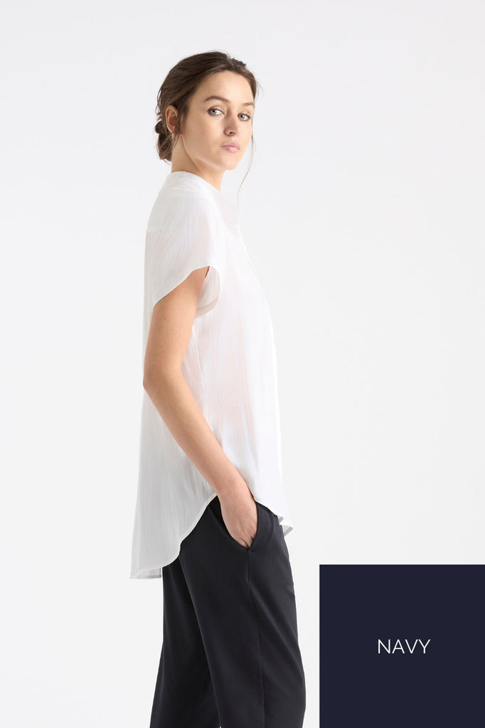 Mela Purdie Stand Shirt | Navy_Silvermaple Boutique