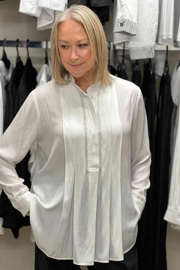 Mela Purdie Duo Pleat Shirt | White - Silvermaple Boutique