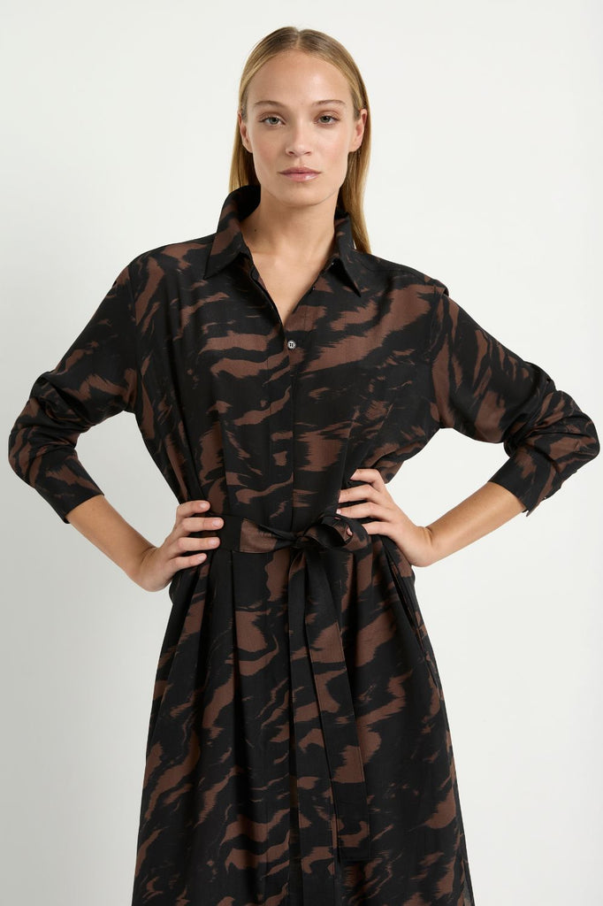 Mela Purdie Tie Shirt Dress | Shadow Print_Silvermaple Boutique