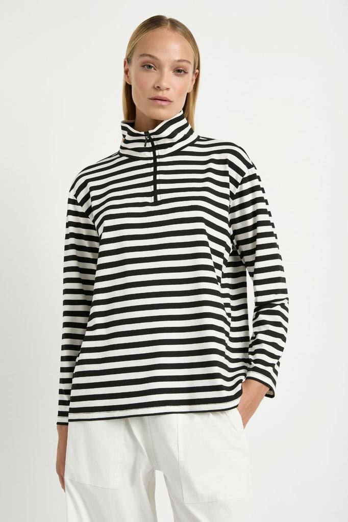 Mela Purdie Half Zip Sweater | Milk/Black_Silvermaple Boutique