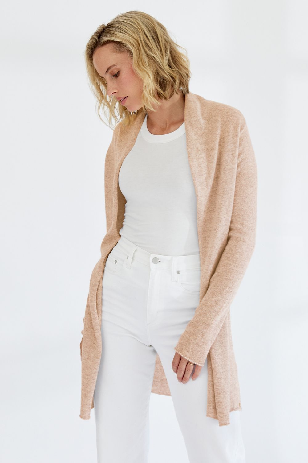 Mia Fratino - Pure Essentials Soft Roll Cardi | Swiss Oat - Knitwear - Silvermaple Boutique 