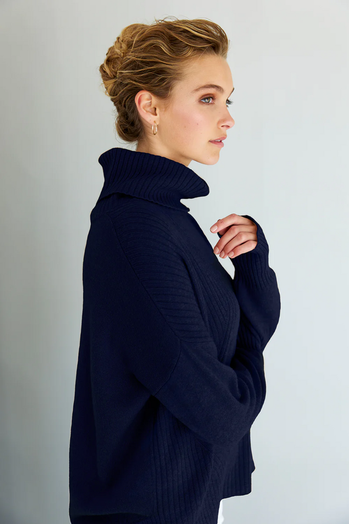 Mia Fratino Ribbed Roll Neck | French Navy _Silvermaple Boutique