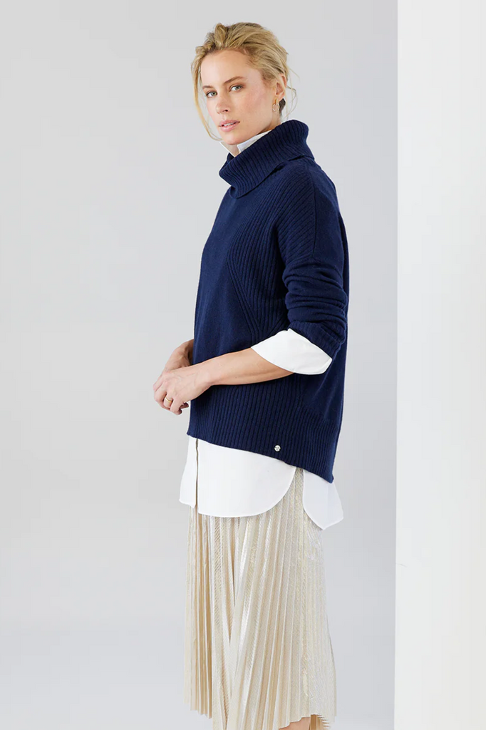 Mia Fratino Ribbed Roll Neck | French Navy _Silvermaple Boutique