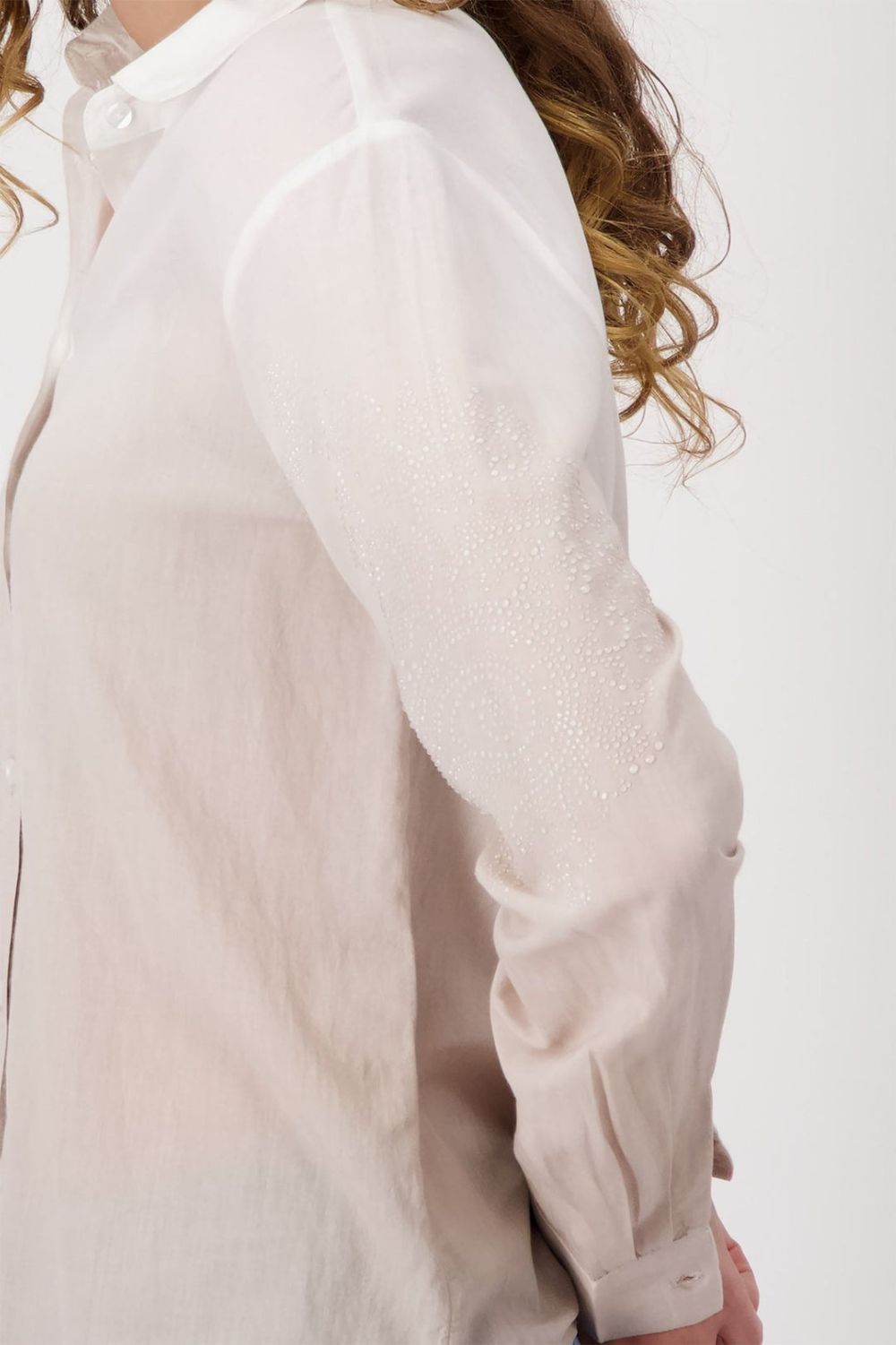 Monari - Batik Shirt with Embellishment | Warm Sand - Shirt - Silvermaple Boutique 