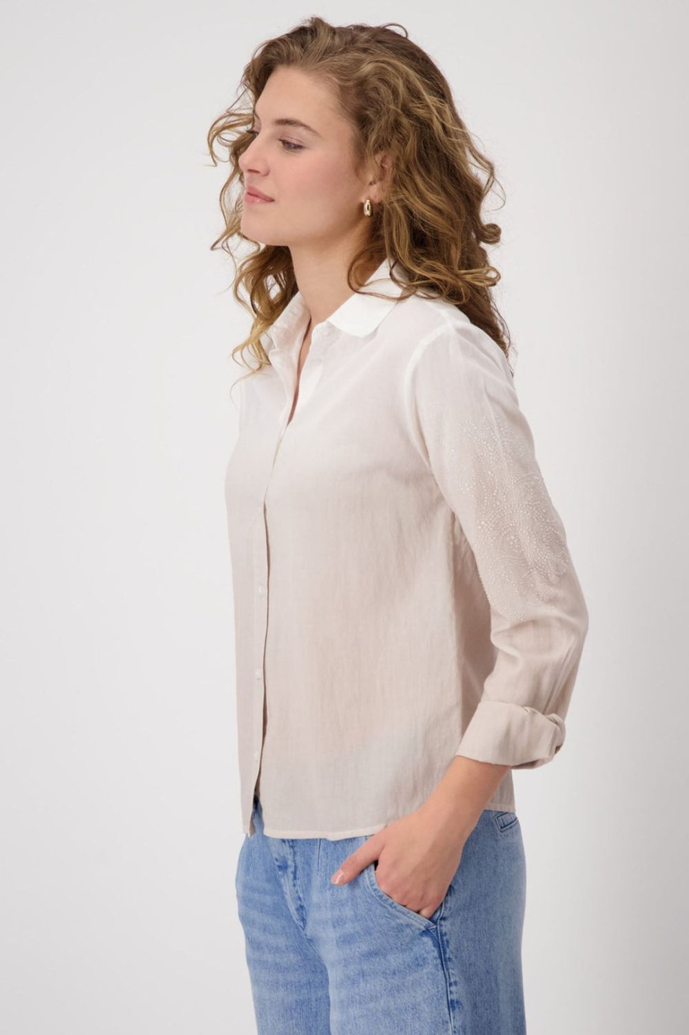 Monari - Batik Shirt with Embellishment | Warm Sand - Shirt - Silvermaple Boutique 