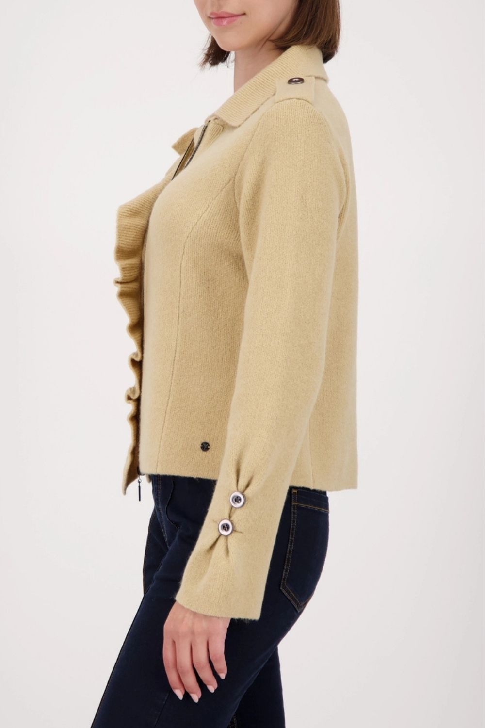 Monari - Monari Cardigan With Ruffles | Cinnamon - Cardigan - Silvermaple Boutique 