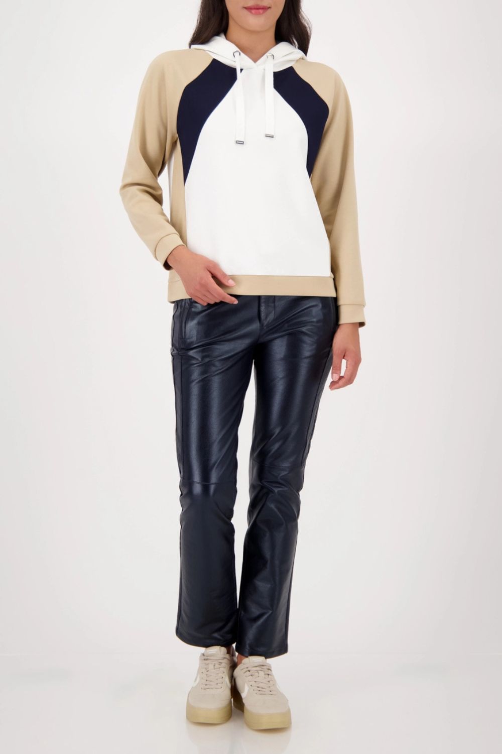 Monari - Monari Colourblock Hooded Sweater | Off White - Jumper - Silvermaple Boutique 