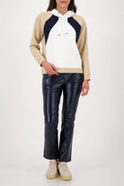 Monari - Monari Colourblock Hooded Sweater | Off White - Jumper - Silvermaple Boutique 