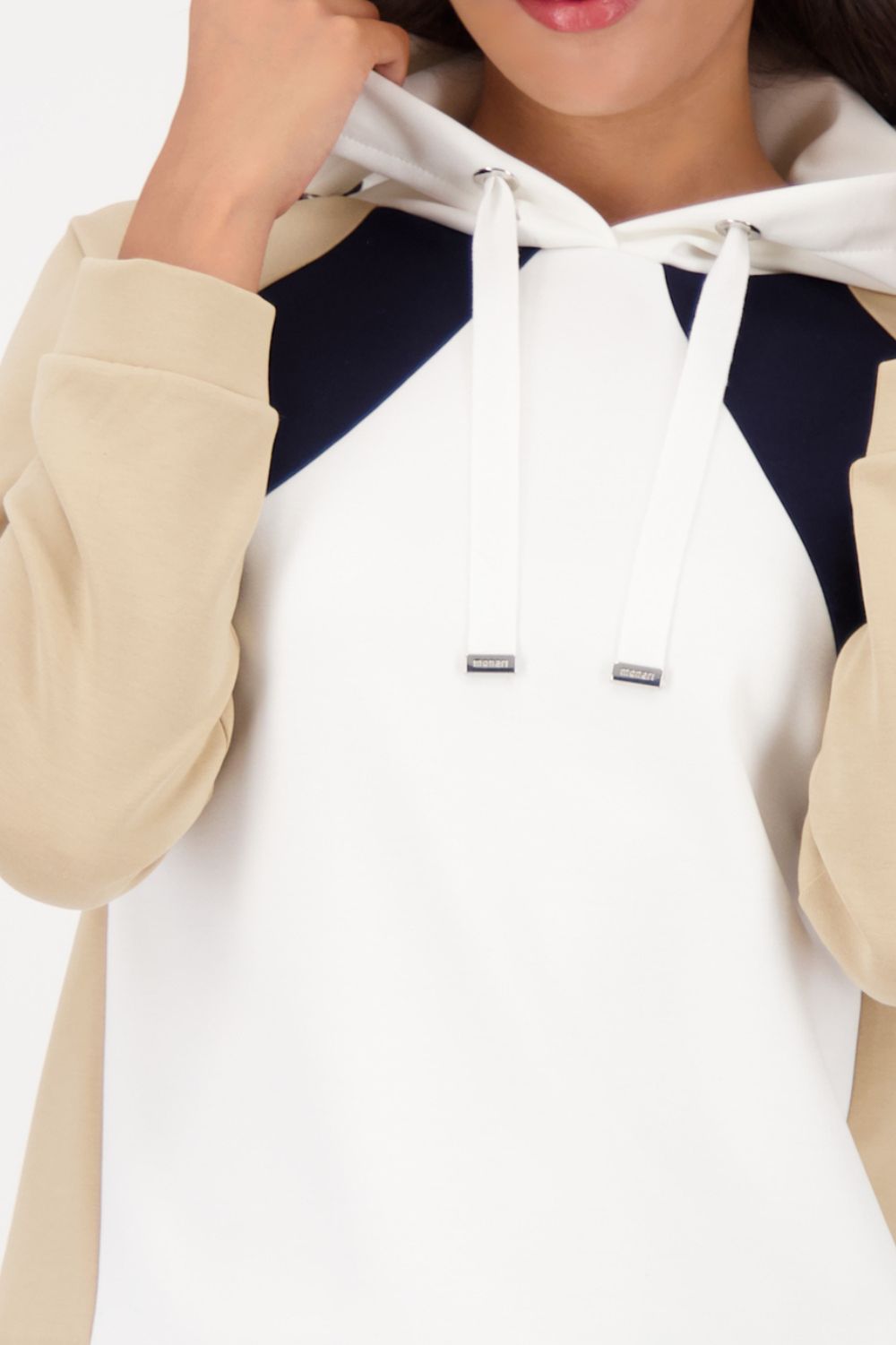 Monari - Monari Colourblock Hooded Sweater | Off White - Jumper - Silvermaple Boutique 