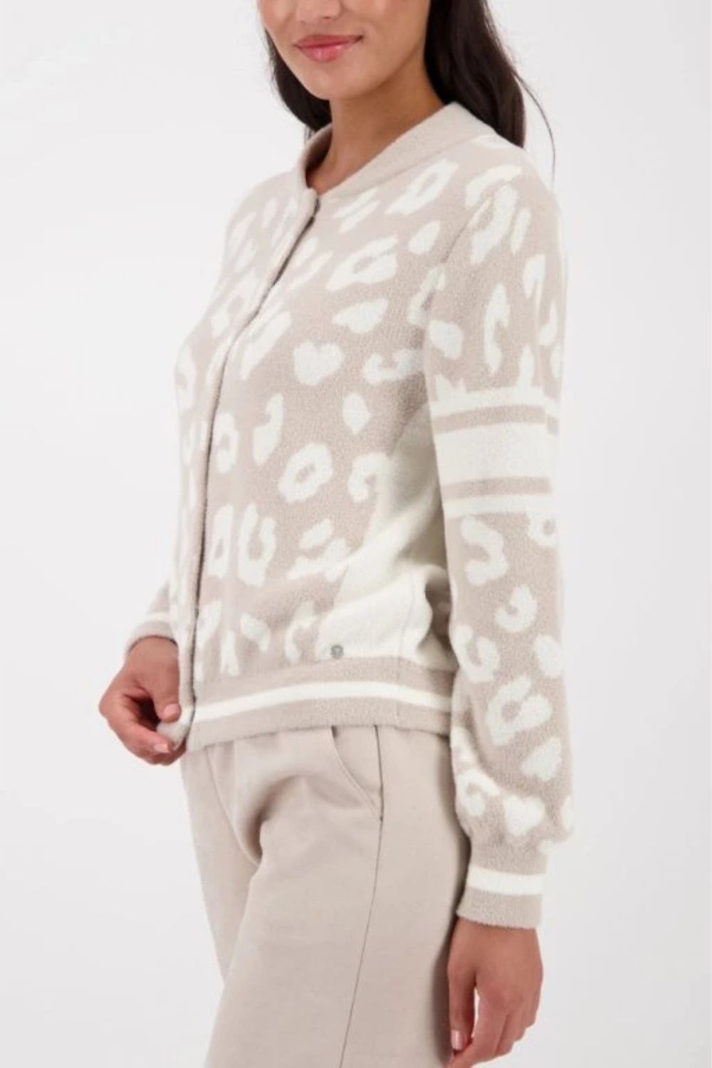 Monari - Monari Fluffy Leopard Jacket | Off White - Cardigan - Silvermaple Boutique 