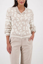 Monari - Monari Fluffy Leopard Jacket | Off White - Cardigan - Silvermaple Boutique 