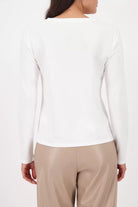 Monari - Monari Long Sleeve Pearl Top | Off White - Top - Silvermaple Boutique 