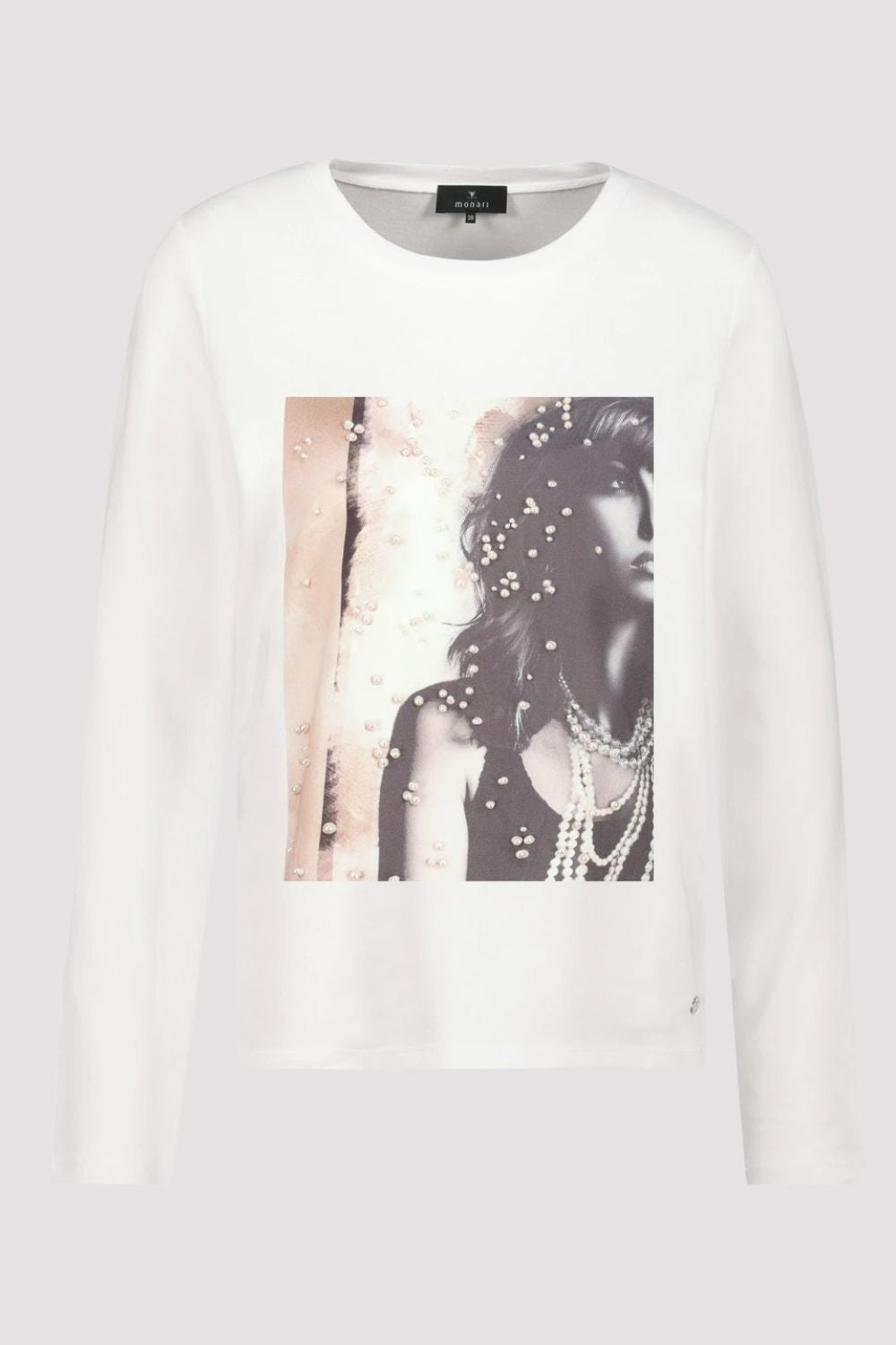 Monari - Monari Long Sleeve Pearl Top | Off White - Top - Silvermaple Boutique 