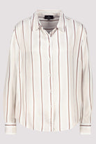 Monari - Satin Striped Blouse | Creamy Beige Patterned - Blouse - Silvermaple Boutique 