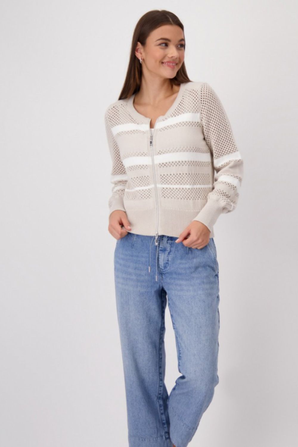 Monari - Striped Jacket | Warm Sand - Jacket - Silvermaple Boutique 