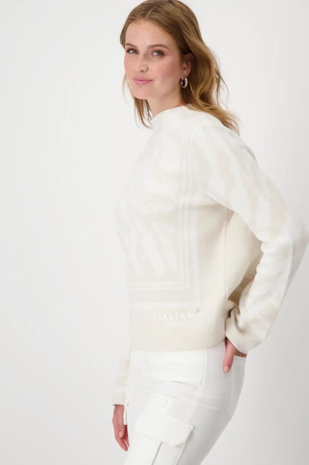 Monari - Tiger Pattern Jumper | Off White Patterned - Jumper - Silvermaple Boutique 