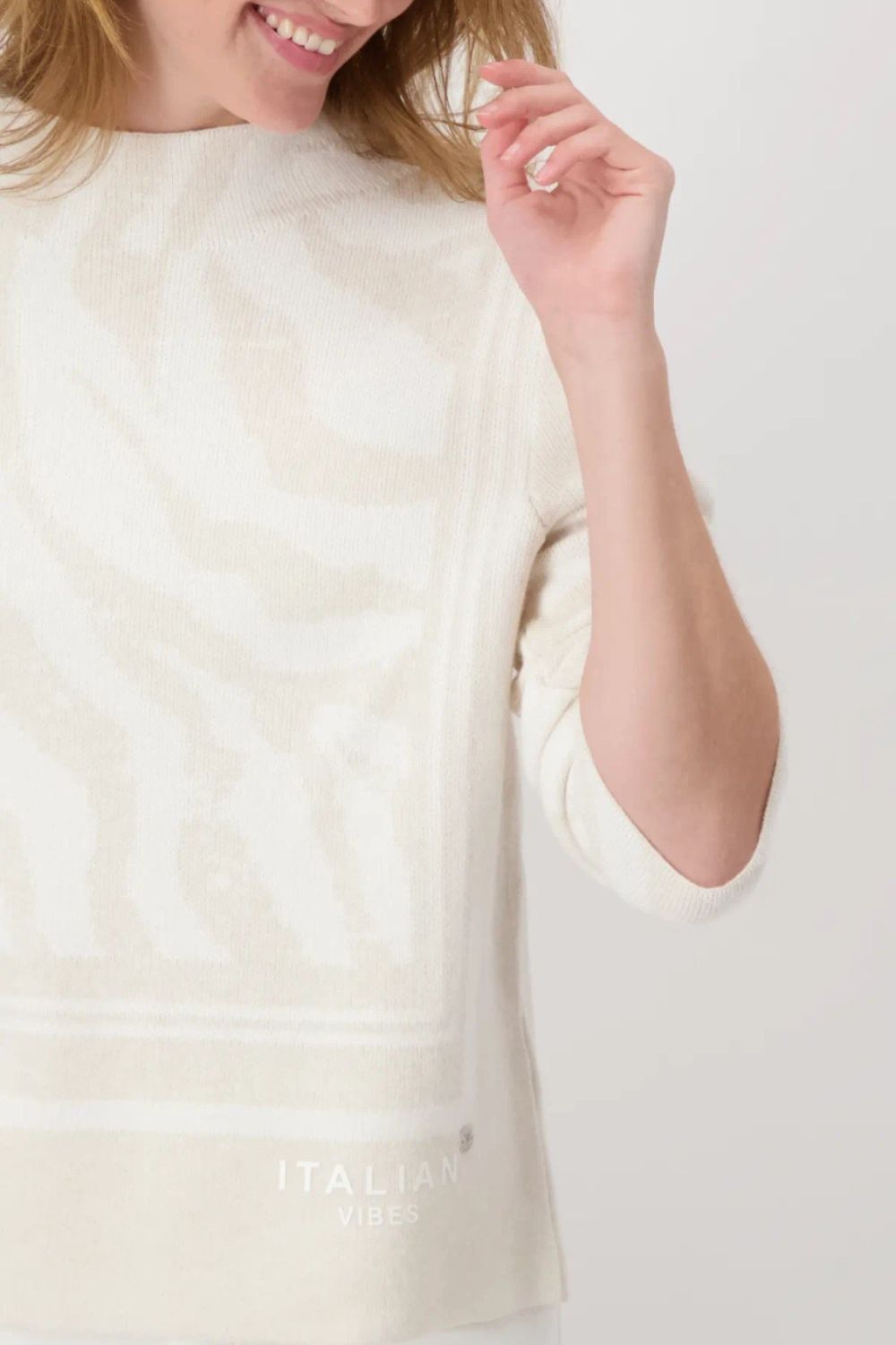Monari - Tiger Pattern Jumper | Off White Patterned - Jumper - Silvermaple Boutique 
