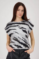 Monari - Monari Tiger Plush Vest | Ash Grey - Vest - Silvermaple Boutique 