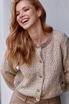 Monari - Monari Tweed Knit Jacket | Truffle - Jacket - Silvermaple Boutique 