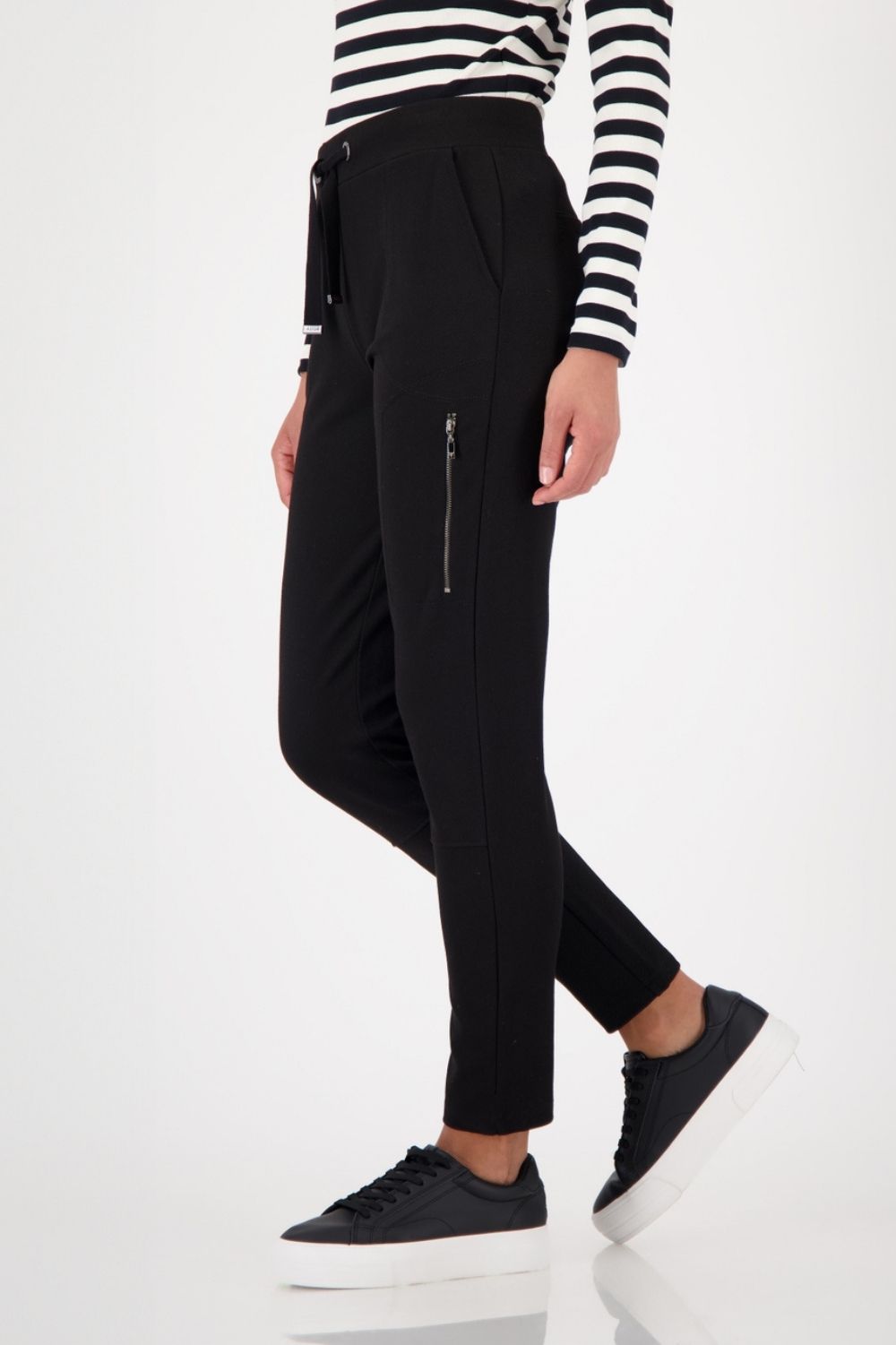Monari - Monari Zip Joggers | Black - Pants - Silvermaple Boutique 