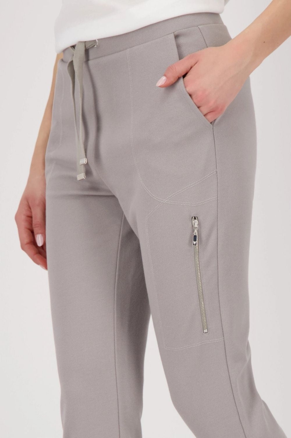 Monari - Monari Zip Joggers | Greige - Pants - Silvermaple Boutique 
