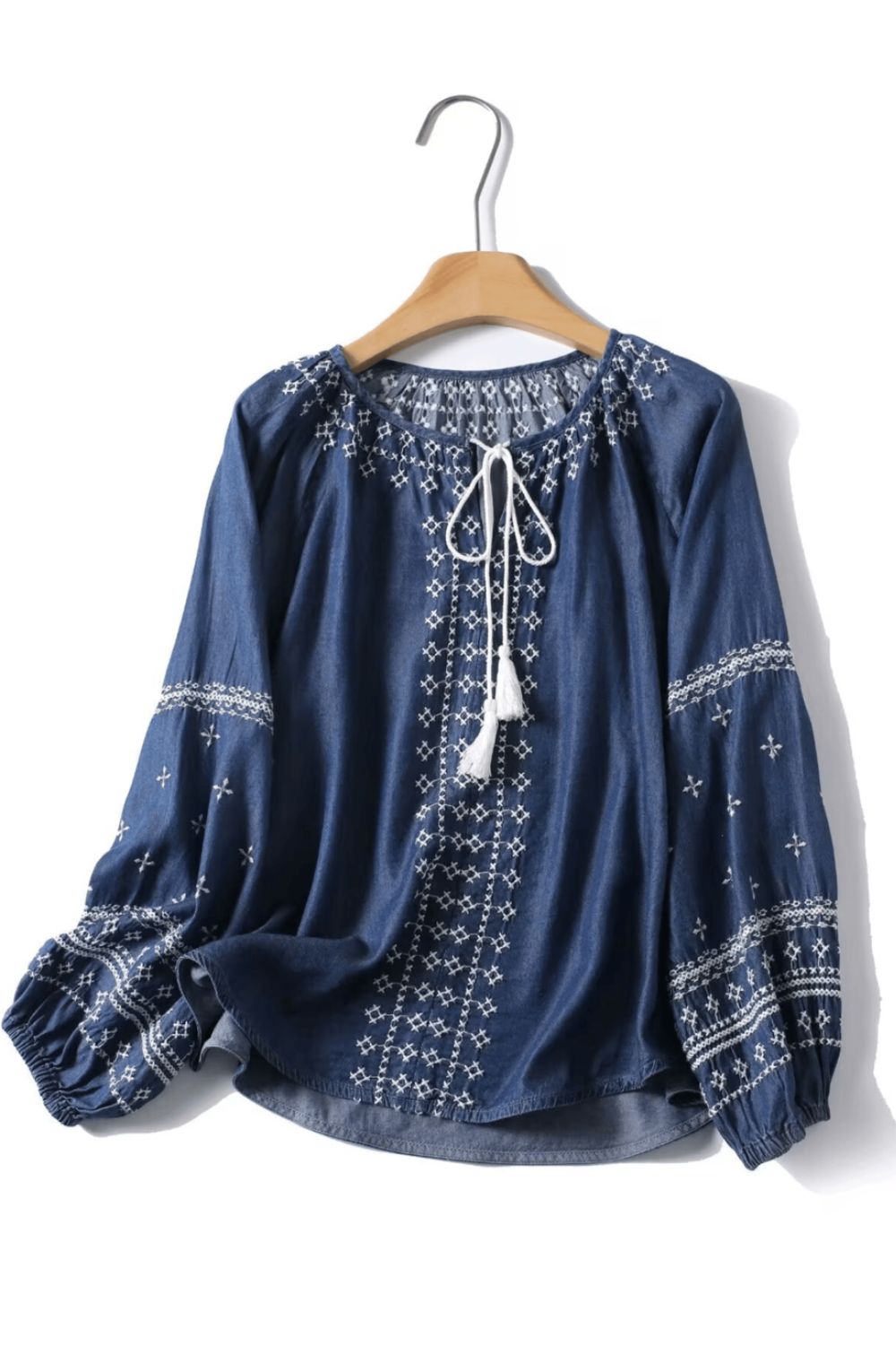 Fashion Curated - Nellie Chambray Blouse | Dark Denim - Blouse - Silvermaple Boutique 