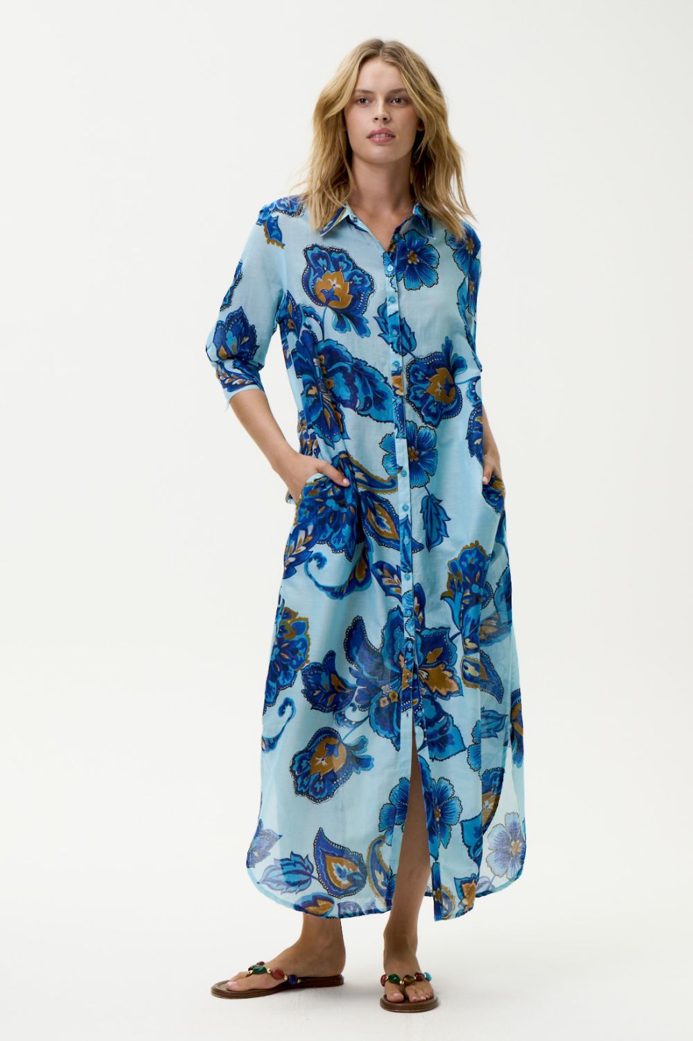 Oneseason - Oneseason Daisy Dress | Lemnos Blue Flower - Dress - Silvermaple Boutique 