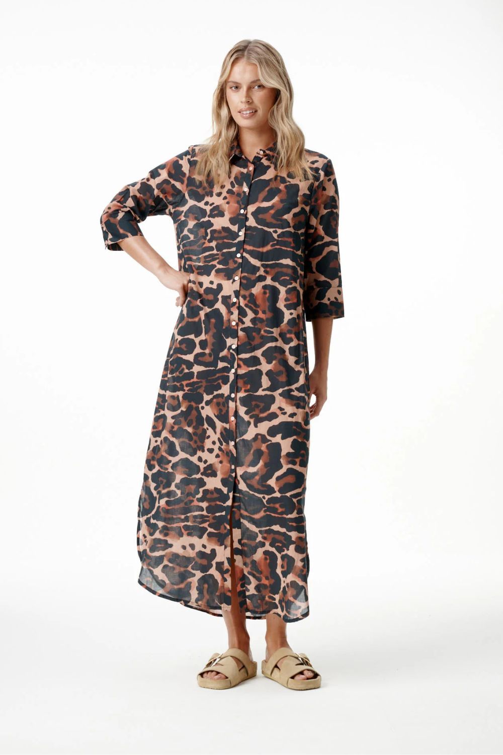Oneseason - Oneseason Long Daisy Dress | Terra Leopard - Dress - Silvermaple Boutique 