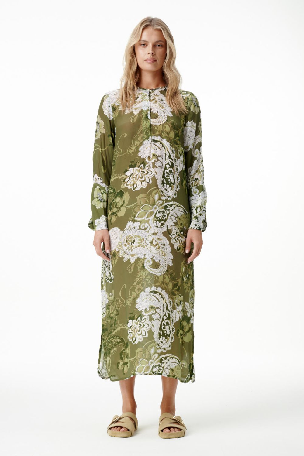 Oneseason - Oneseason Long Genie Dress | Khaki Swirl - Dress - Silvermaple Boutique 
