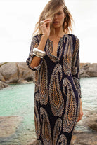 Oneseason - Oneseason Long Genie Dress | Provence Navy Paisley - Dress - Silvermaple Boutique 