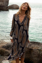 Oneseason - Oneseason Long Genie Dress | Provence Navy Paisley - Dress - Silvermaple Boutique 