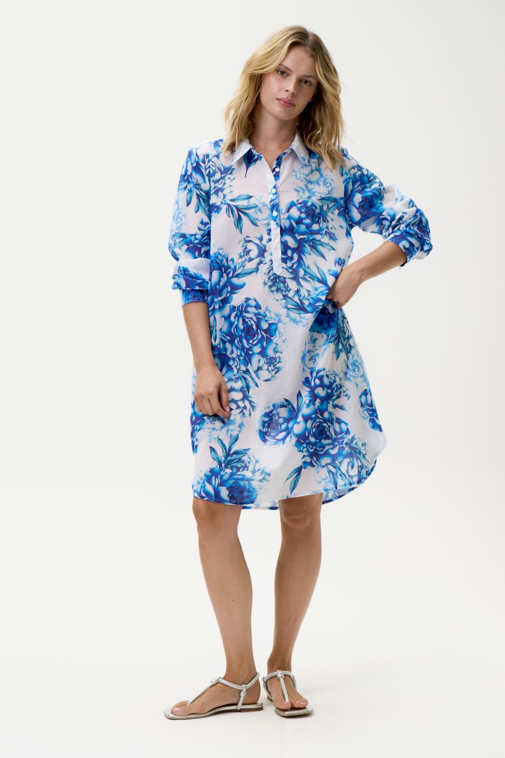 Oneseason - Oneseason Middy Gilli Dress | Kefalonia Blue Roses - Dress - Silvermaple Boutique 