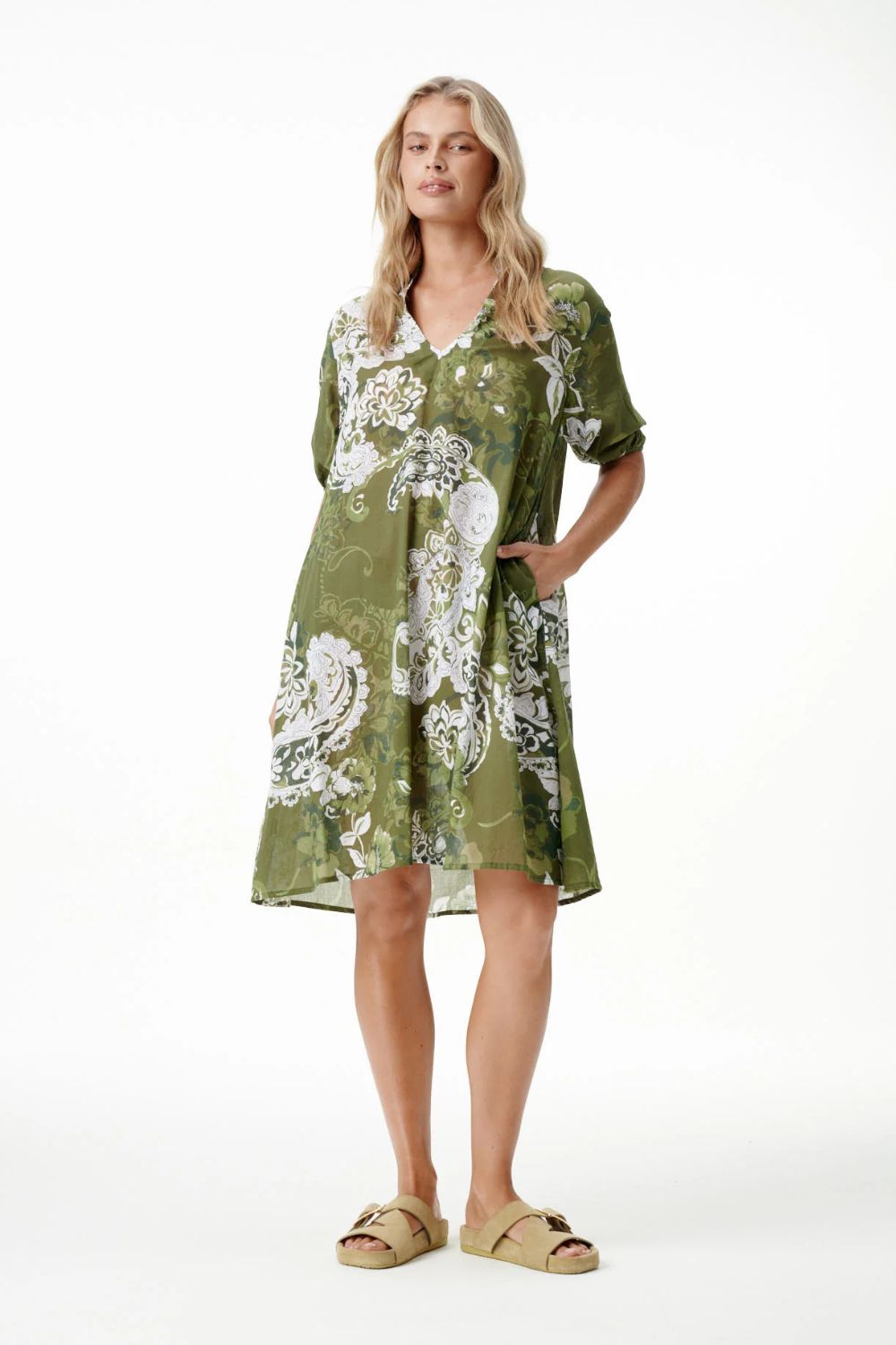 Oneseason - Oneseason Middy Grace Dress | Khaki Swirl - Dress - Silvermaple Boutique 